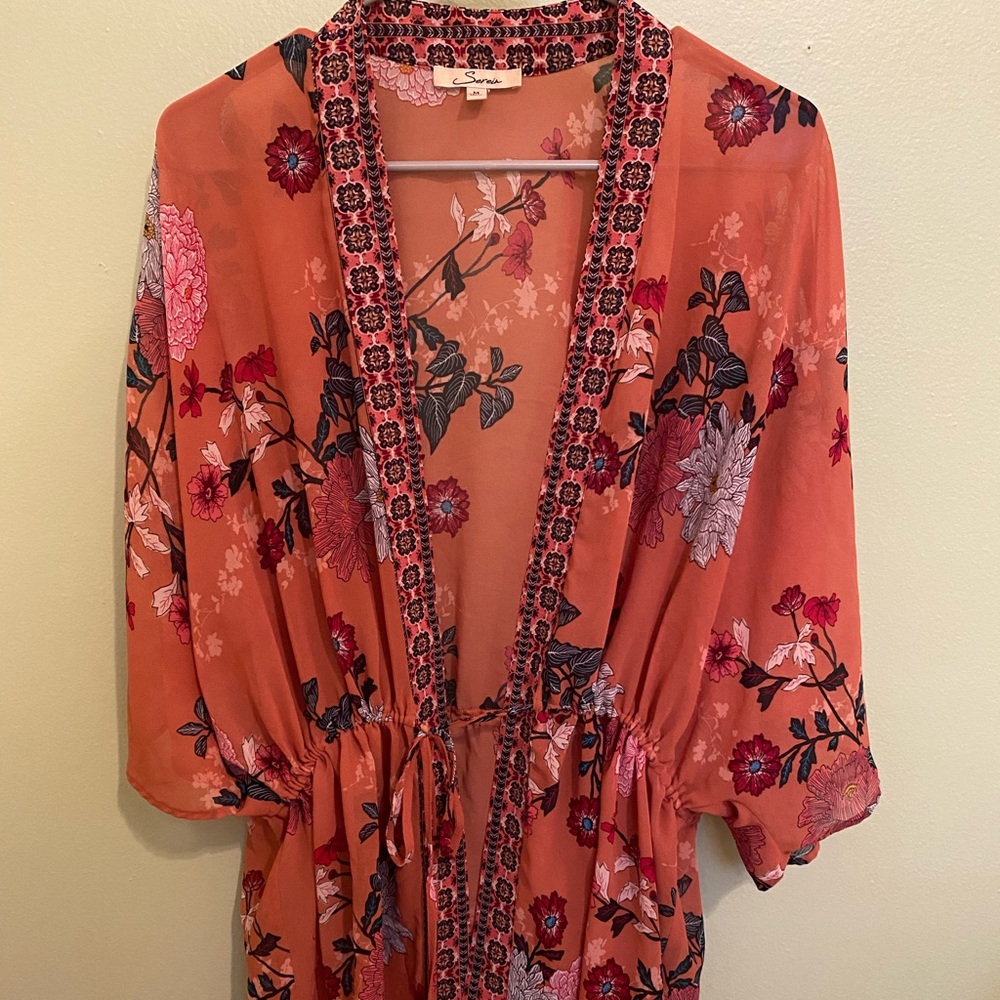 Floral Tie-Waist Sheer Cardigan